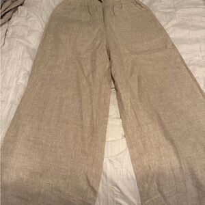 LOFT Tan Chinos Wide-Leg Pants
